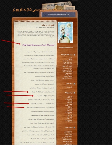 برگزیدگان مسابقه ی داستان نویسی شازده کوچولو (شهریور 1393)